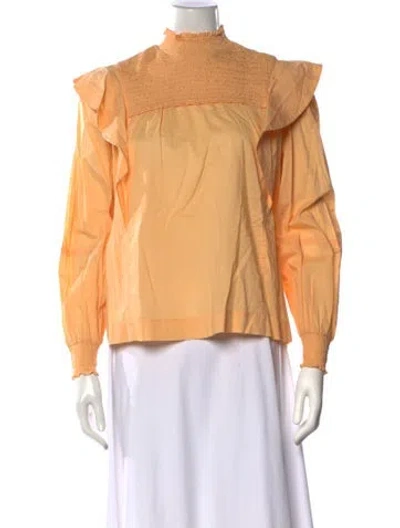 Pre-owned A.l.c Mock Neck Long Sleeve Blouse In Orange