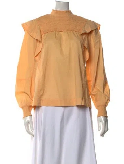 Pre-owned A.l.c Mock Neck Long Sleeve Blouse In Orange