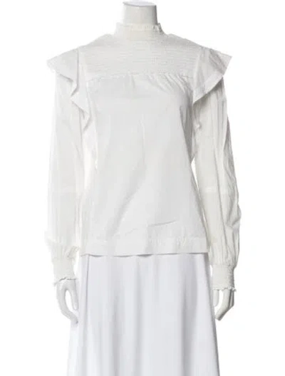 Pre-owned A.l.c Mock Neck Long Sleeve Blouse In White