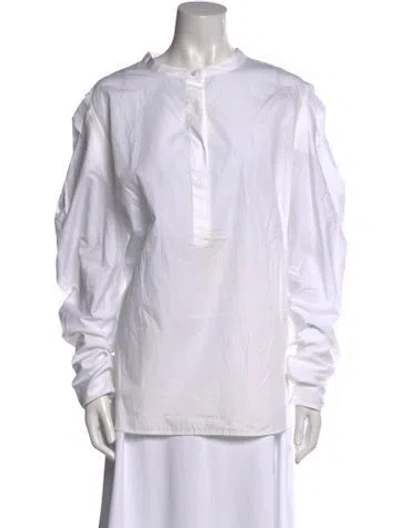 Pre-owned A.l.c Mock Neck Long Sleeve Blouse In White