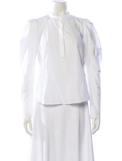 Pre-owned A.l.c Mock Neck Long Sleeve Blouse In White