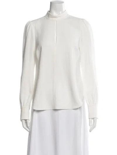 Pre-owned A.l.c Mock Neck Long Sleeve Blouse In White