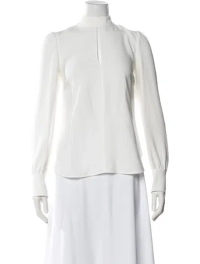 Pre-owned A.l.c Mock Neck Long Sleeve Blouse In White