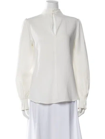 Pre-owned A.l.c Mock Neck Long Sleeve Blouse In White