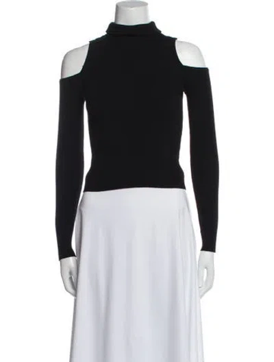 Pre-owned A.l.c Mock Neck Long Sleeve Crop Top In Black