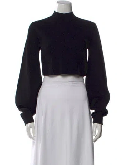 Pre-owned A.l.c Mock Neck Long Sleeve Crop Top In Black