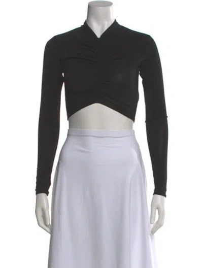 Pre-owned A.l.c Mock Neck Long Sleeve Crop Top In Gray