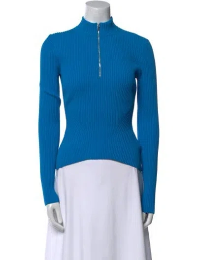 Pre-owned A.l.c Mock Neck Long Sleeve Top In Blue