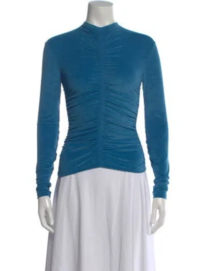Pre-owned A.l.c Mock Neck Long Sleeve Top In Blue