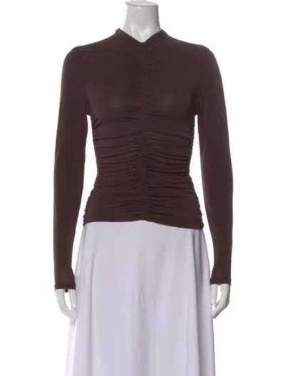 Pre-owned A.l.c Mock Neck Long Sleeve Top In Brown