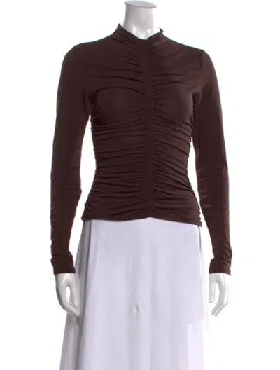 Pre-owned A.l.c Mock Neck Long Sleeve Top In Brown