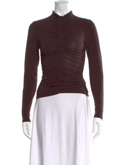 Pre-owned A.l.c Mock Neck Long Sleeve Top In Brown