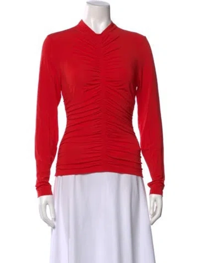 Pre-owned A.l.c Mock Neck Long Sleeve Top In Red