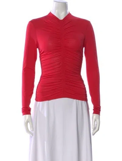 Pre-owned A.l.c Mock Neck Long Sleeve Top In Red