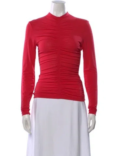 Pre-owned A.l.c Mock Neck Long Sleeve Top In Red