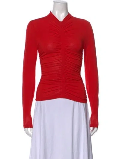 Pre-owned A.l.c Mock Neck Long Sleeve Top In Red