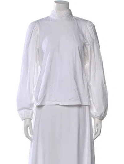 Pre-owned A.l.c Mock Neck Long Sleeve Top In White
