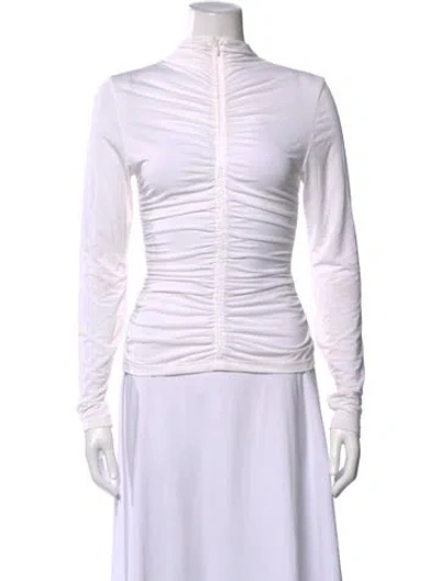 Pre-owned A.l.c Mock Neck Long Sleeve Top In White