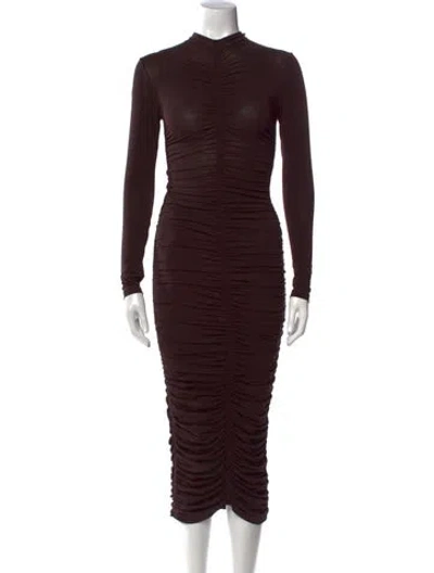 Pre-owned A.l.c Mock Neck Midi Length Dress In Brown
