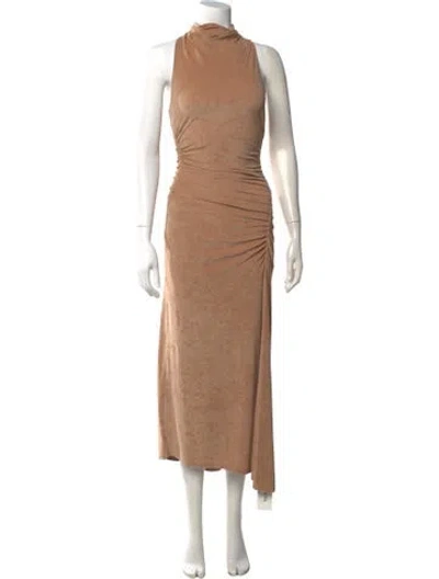 Pre-owned A.l.c Mock Neck Midi Length Dress In Neutral
