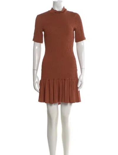 Pre-owned A.l.c Mock Neck Mini Dress In Brown