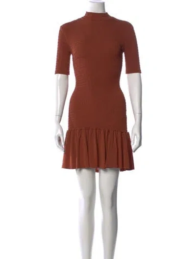 Pre-owned A.l.c Mock Neck Mini Dress In Brown