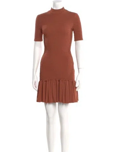 Pre-owned A.l.c Mock Neck Mini Dress In Neutral