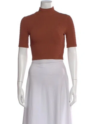 Pre-owned A.l.c Mock Neck Short Sleeve Crop Top In Orange