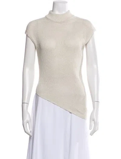 Pre-owned A.l.c Mock Neck Short Sleeve Top In Neutral