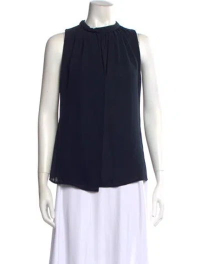 Pre-owned A.l.c Mock Neck Sleeveless Blouse In Blue