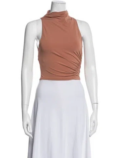 Pre-owned A.l.c Mock Neck Sleeveless Crop Top In Brown