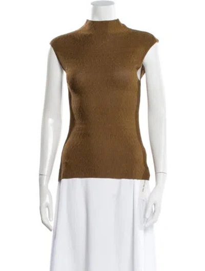 Pre-owned A.l.c Mock Neck Sleeveless Top In Brown