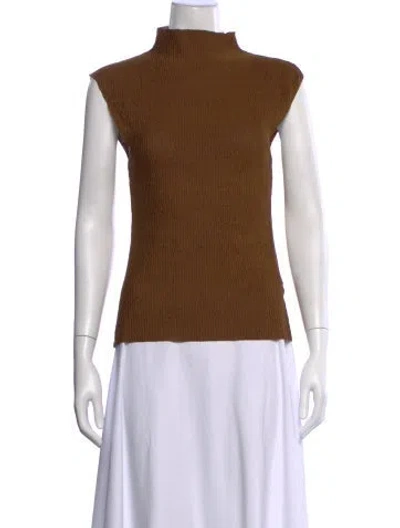 Pre-owned A.l.c Mock Neck Sleeveless Top In Brown