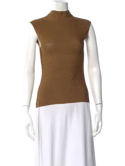 Pre-owned A.l.c Mock Neck Sleeveless Top W/ Tags In Brown