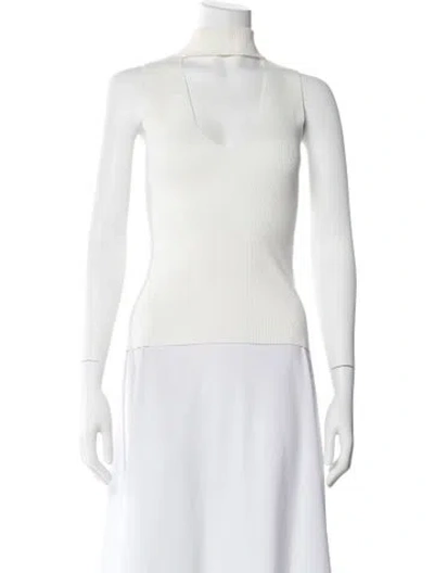 Pre-owned A.l.c Mock Neck Sleeveless Top In White