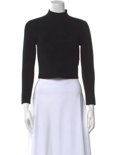 Pre-owned A.l.c Mock Neck Three-quarter Sleeve Crop Top In Black
