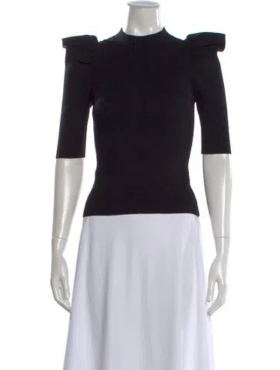Pre-owned A.l.c Mock Neck Three-quarter Sleeve Top In Black