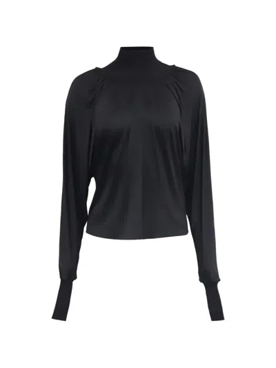 Pre-owned A.l.c Mock-neck Dolman-sleeve Blouse In Black