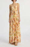 A.l.c Moira Floral Cut-out Halter Maxi Dress In Pale Peach Multi