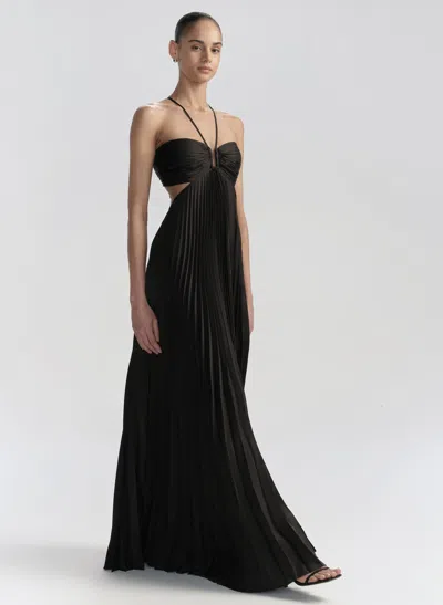 A.l.c Moira Satin Pleated Maxi Dress In Black