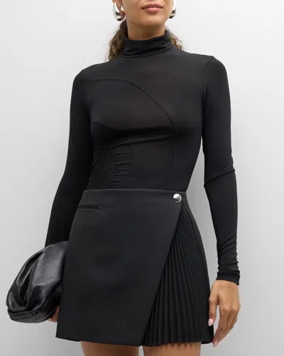A.l.c Molly Gathered Turtleneck Top In Black