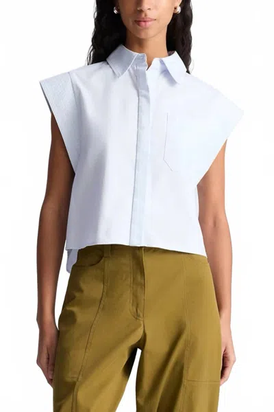A.l.c Monte Cotton Shirt Top In Aqua In White