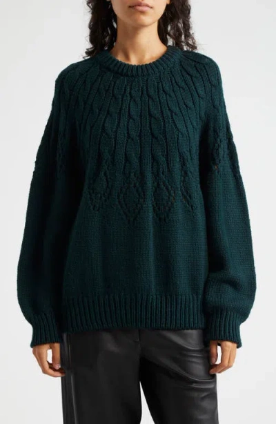 A.l.c . Montie Merino Wool Cable Knit Sweater In Deep Emerald