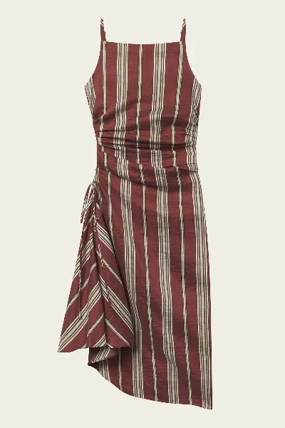 A.l.c Naomi Striped Linen Midi Dress In Brunette Multi