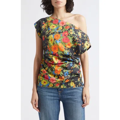 A.l.c . Nara Floral Off The Shoulder Cotton Top In Black