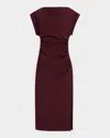A.l.c Nara Gathered Short-sleeve Midi Dress In Burgundy