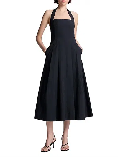 A.l.c Natalie Halterneck Midi Dress In Black In Animal Print