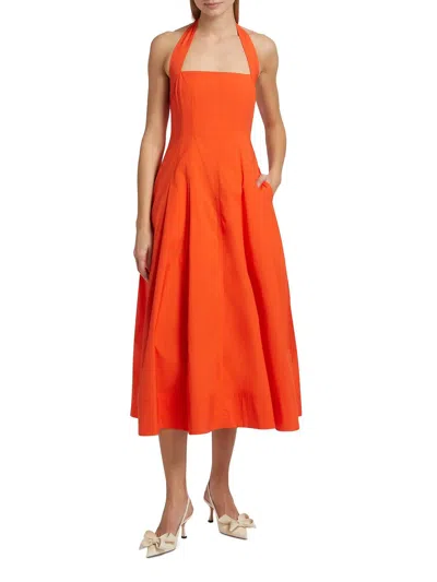 A.l.c Natalie Stretch Cotton Midi Dress In Poppy In Orange
