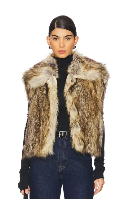 A.l.c Naya Faux Fur Vest In Brown Coyote