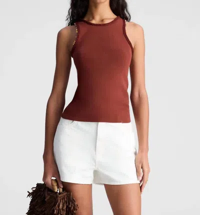 A.L.C NELLY BEADED KNIT TANK TOP IN DEEP SEQUOIA